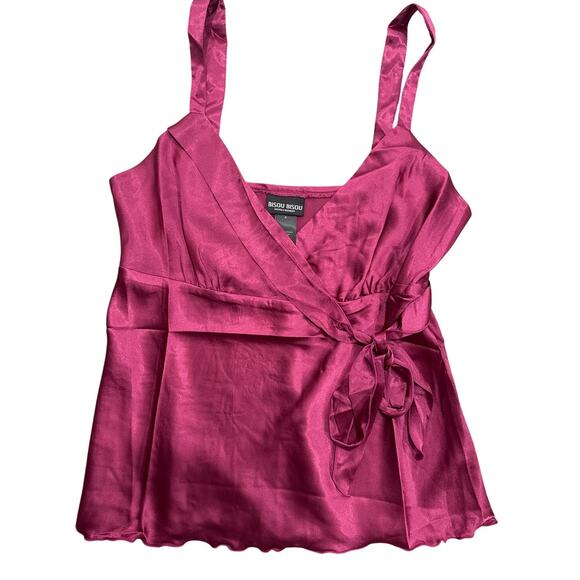 Bisou Bisou Vintage Camisole Fairy Mermaidcore -Sz 4-Satin Lace Beaded Top Y2K - Picture 1 of 4